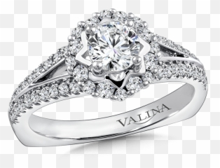 Halo Engagement Ring Mounting In 14k White Gold 41 Ct Tw - Engagement Ring Png,Halo Ring Png