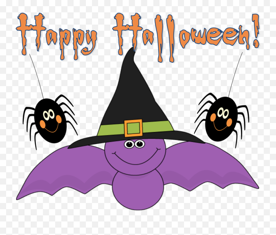 Bat With Witchs Hat And Spiders - Cartoon Png,Spiders Png