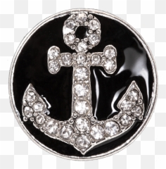 20mm Rhinestone Anchor With Black Background Snap Charm Tropicaltrinkets - Cross png