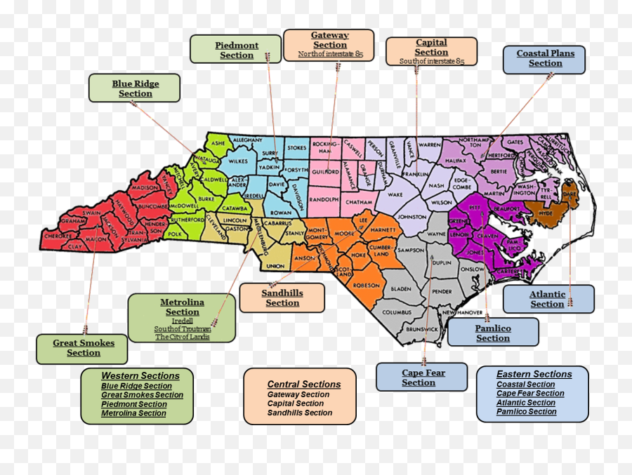 Download Nc Sections - Counties Of North Carolina Png,North Carolina Png