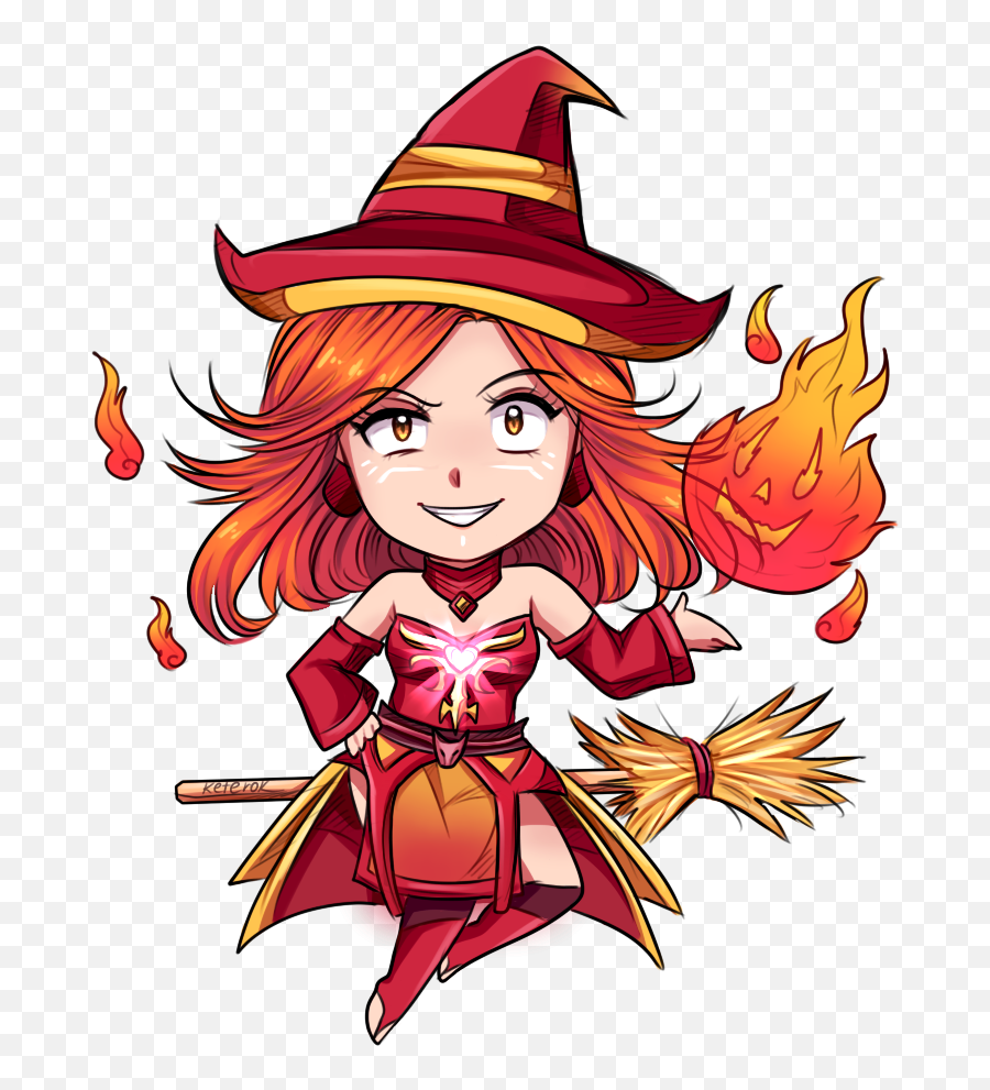 Download Lina The Fire Witchartwork - Cartoon Fire Witch Dota 2 Lina Png,Cartoon Fire Png