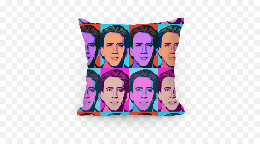 Nicholas Cage Pop Art Parody Throw Pillow Lookhuman - Nicolas Cage Png,Nicolas Cage Png