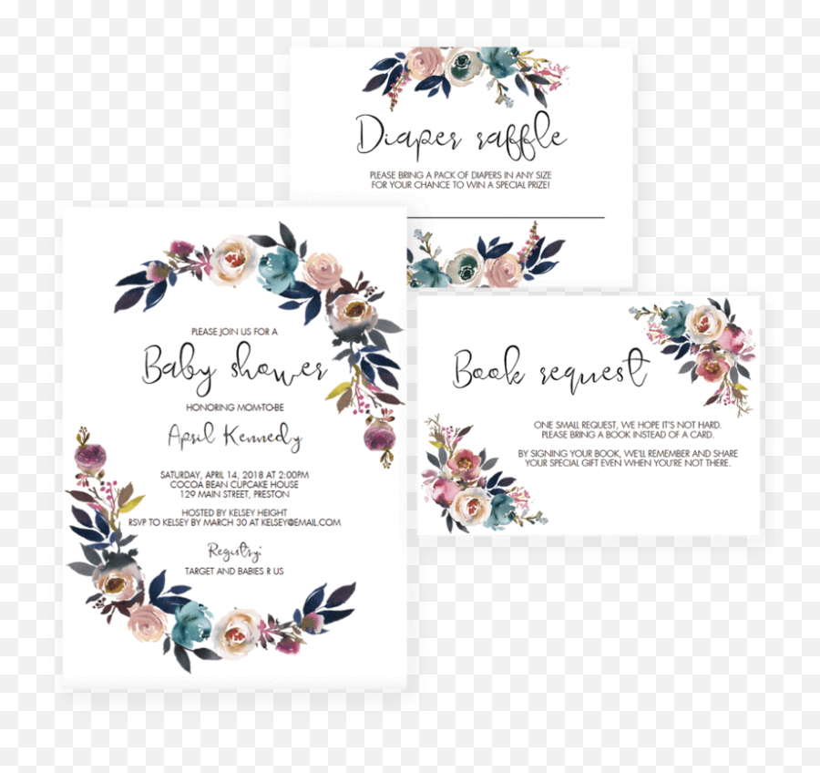 Download Hd Flower Games Printable Package Pinterest Boho - Floral Baby Shower Invitations Template Png,Boho Png