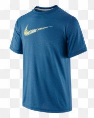 Nike Kidsu0027 Leg Rain Camo Swoosh Blue Shirt - Active Shirt Png,Blue Nike Logo