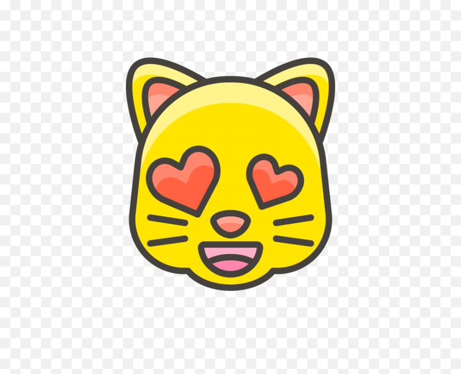 Download Hd Smiling Cat Face With Heart - Kitty Cat In Cartoon Png,Heart Eyes Emoji Transparent Background
