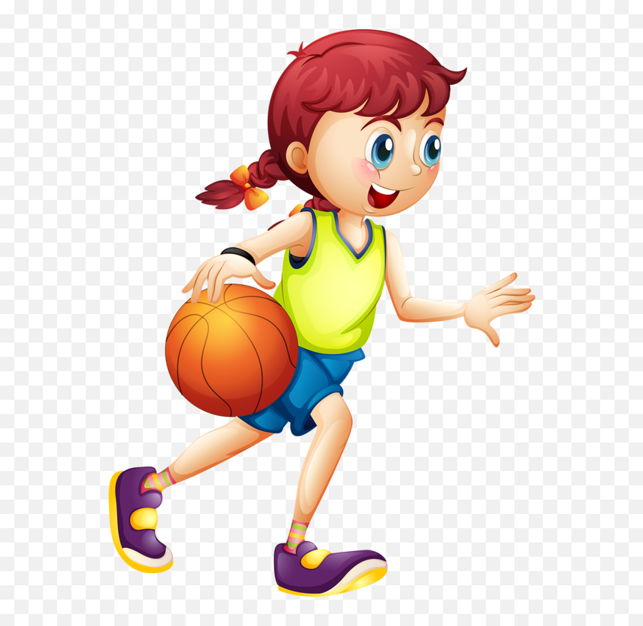 Girl Playing Basketball - Playing Basketball Clipart Png,Cartoon Basketball Png