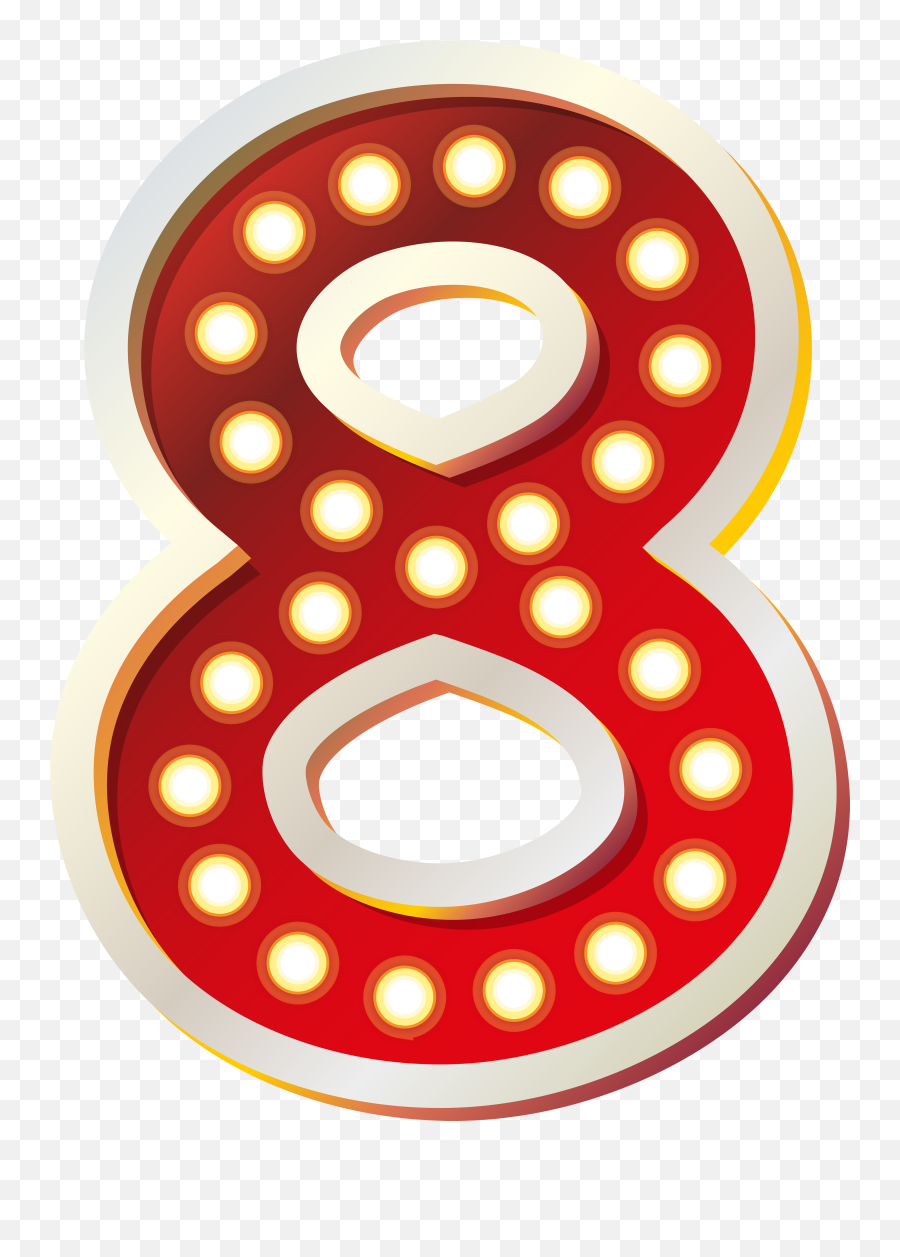 Red Number Eight With Lights Png Clip Art Imageu200b - Eight Clipart,Number 7 Png