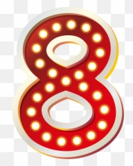 Red Number Eight With Lights Png Clip Art Imageu200b - Eight Clipart,Number 7 Png