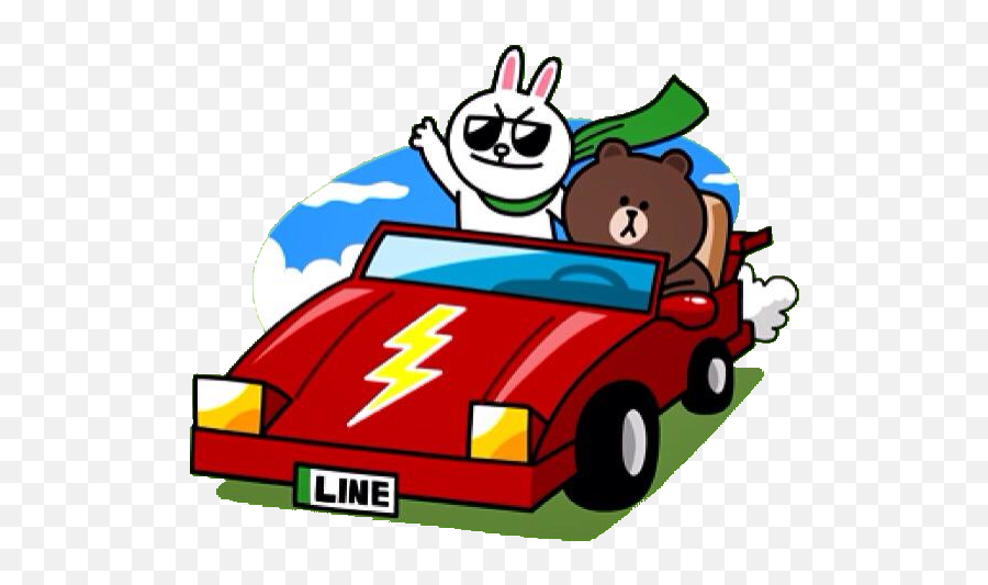 Line Stickers - Brown And Cony In Car 640x498 Png Brown Secret Date,Line Stickers Transparent
