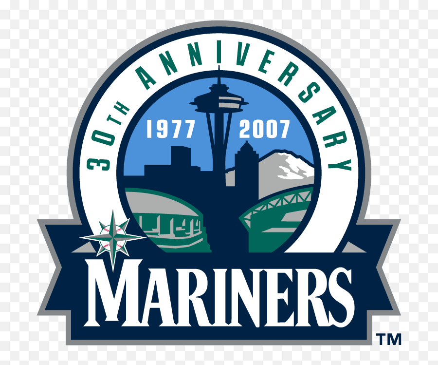Iconic Space Needle And Seattle Logos - Mariners 30th Anniversary Logo Png,Space Needle Logo