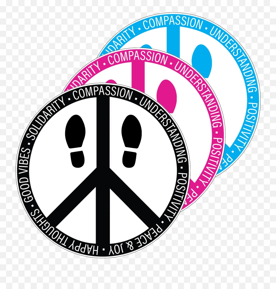 Peace Symbol With Feel Good Words Hard Floor Decals Bundle Of 8 12 - Inch Decals Dot Png,Peace Icon