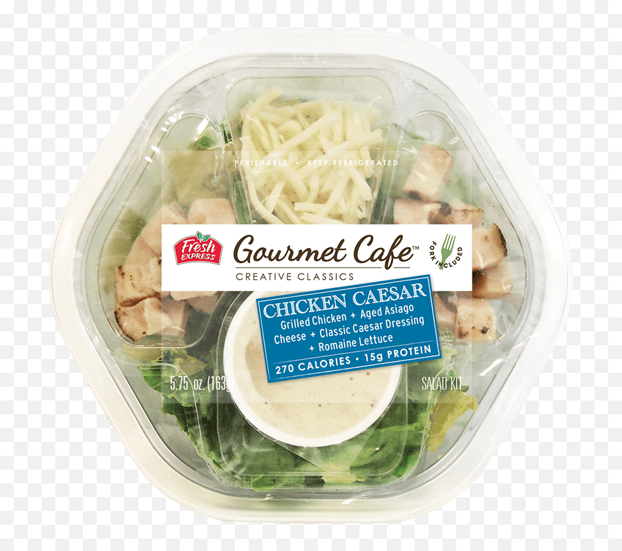 Gourmet Cafe Salads Chicken Caesar Salad Kit Fresh Express - Chicken Caesar Salad Kit Png,Caesar Salad Png