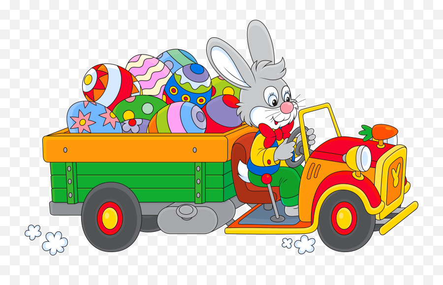 Download Egg Truck Decorating With Bunny Easter Clipart Png - Easter Bunny In A Car,Easter Clipart Png
