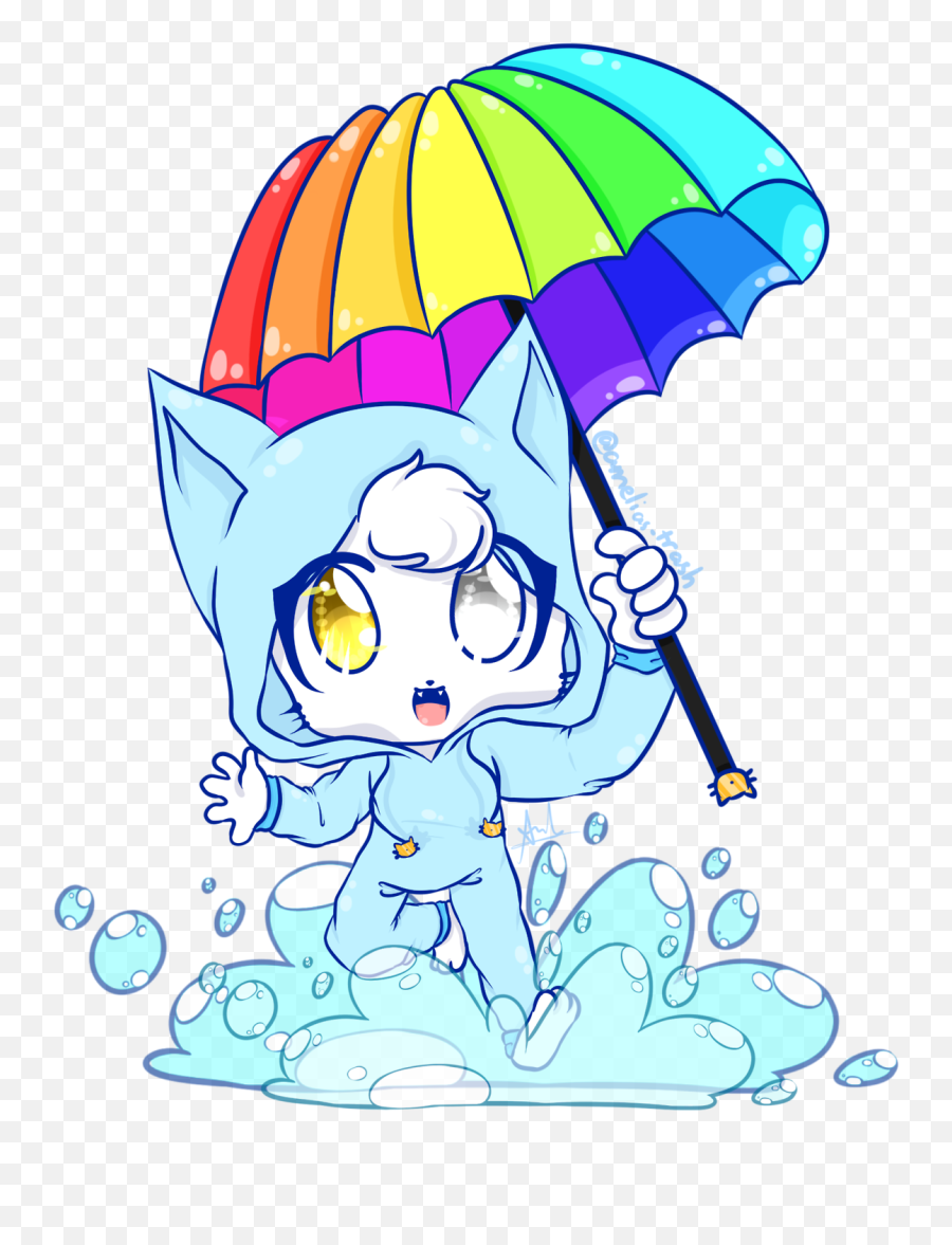 Neko Jumping Into A Puddle Of Water - Water Chibi Png,Water Puddle Png