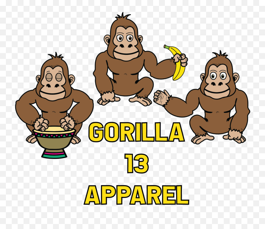 3 Gorillas U2013 Gorilla Apparel 13 - Cartoon Png,Gorilla Transparent Background