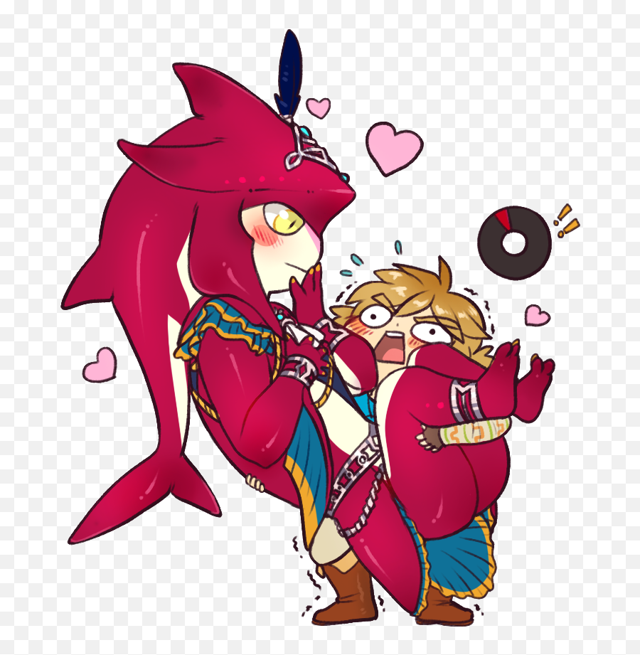 Download Breath Of The Wild Prince Sidon X Link Png Image - Sidon Link,Breath Of The Wild Link Png