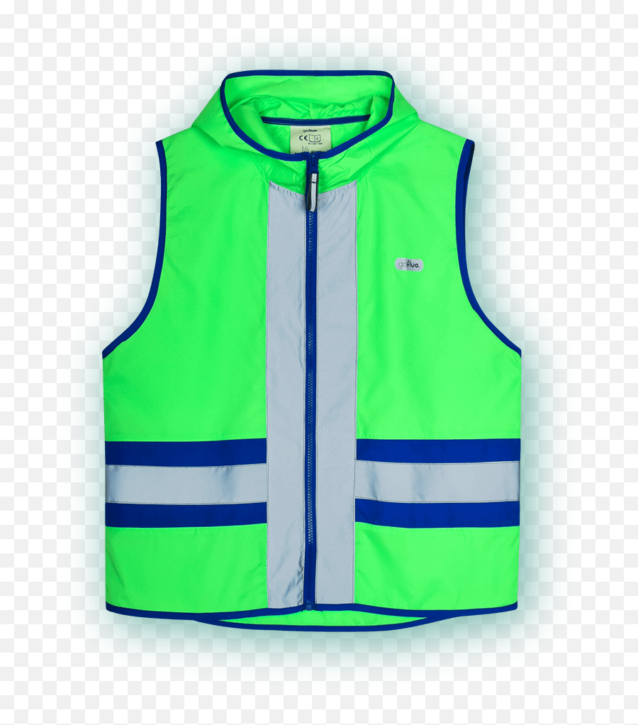 Green - Blue Highvisibility Vest With Hoodie Joy Gofluo Gofluo Joy Vest Png,Icon High Visibility Vest