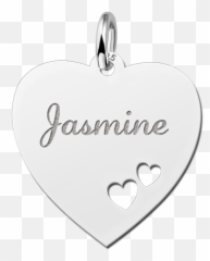Silver Engraved Heart Nametag Hearts - Herz Anhänger Ausgestanzt png