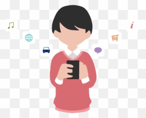 Person Clipart Man Transparent Free For Download - Using Smartphone Icon Png