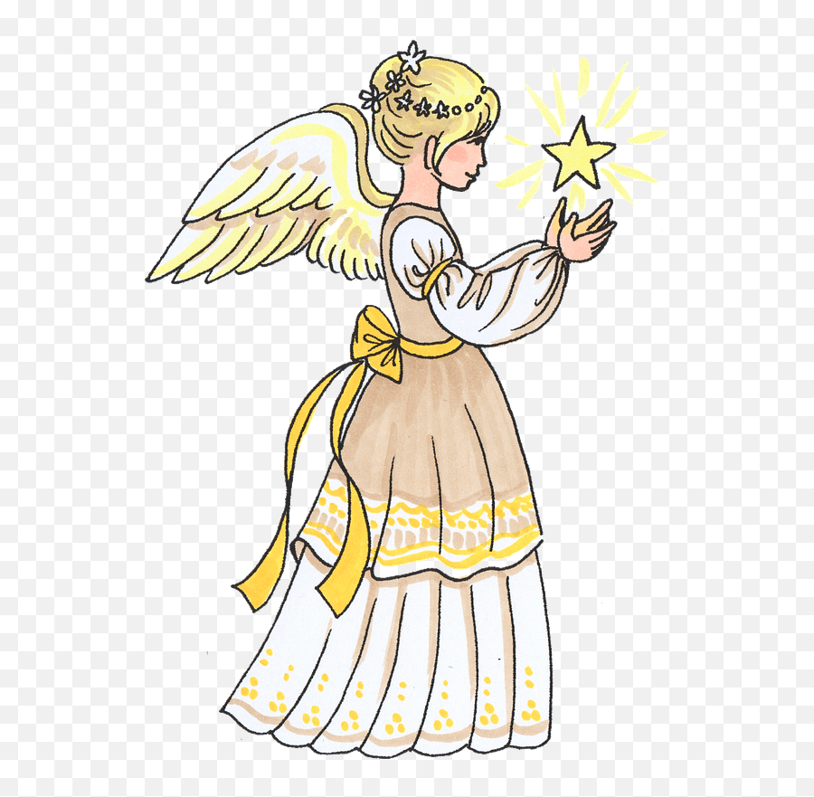 Christmas Angel With A Star Clipart - Malaikat Png,Star Clipart Transparent Background