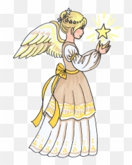 Christmas Angel With Star Clipart - Malaikat Png