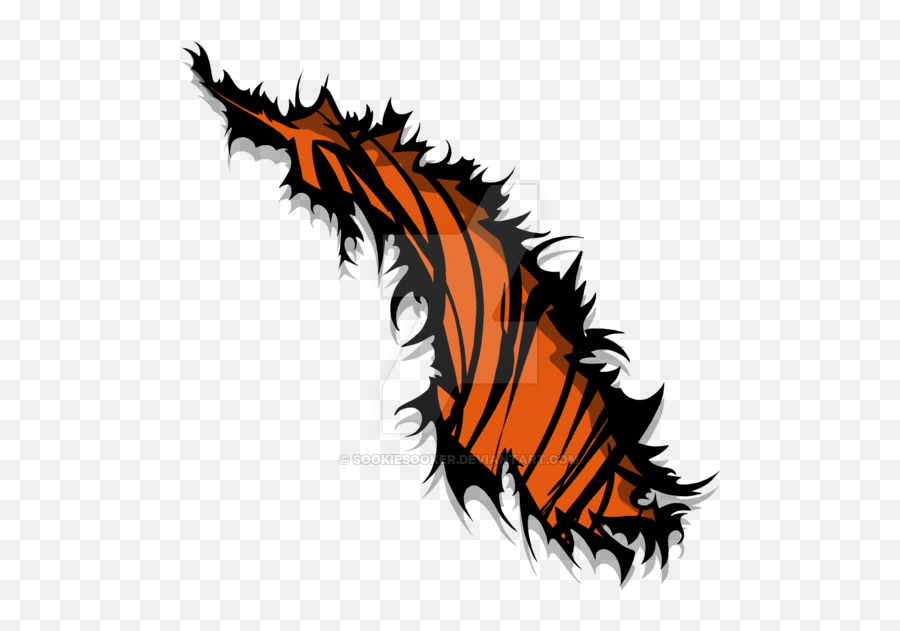 Tiger Stripe Rip Tear Orange Design By Sookiesooker - Tiger Tiger Claws Png,Rip Png