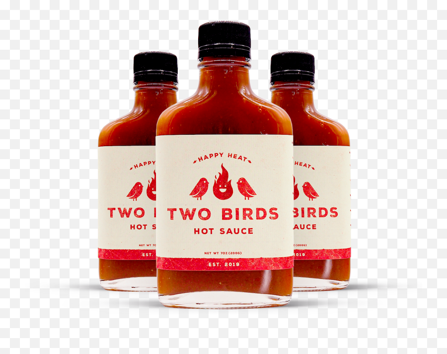 Two Birds Hot Sauce - Glass Bottle Png,Hot Sauce Png