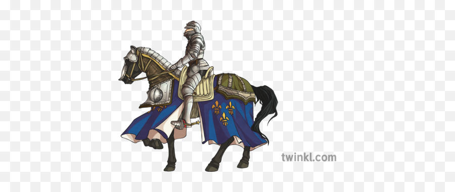 Mounted Middle Ages Knight Illustration - Twinkl Rein Png,Knight Png