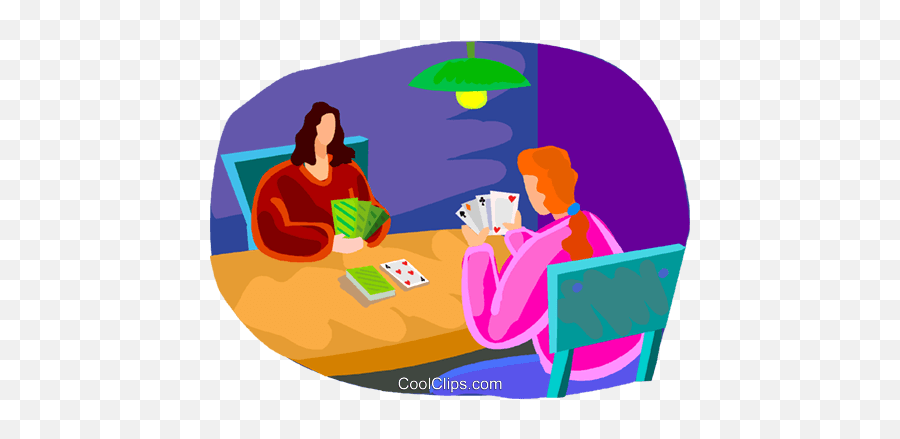 Two People Playing Cards Royalty Free Vector Clip Art - 2 People Playing Cards Png,Poker Cards Png