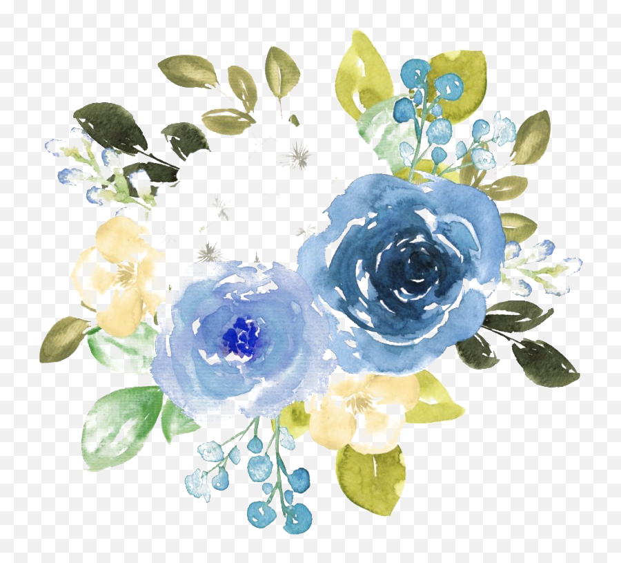 Blue Floral Png Clipart - Transparent Background Flower Watercolor Png,Flowers Clipart Png