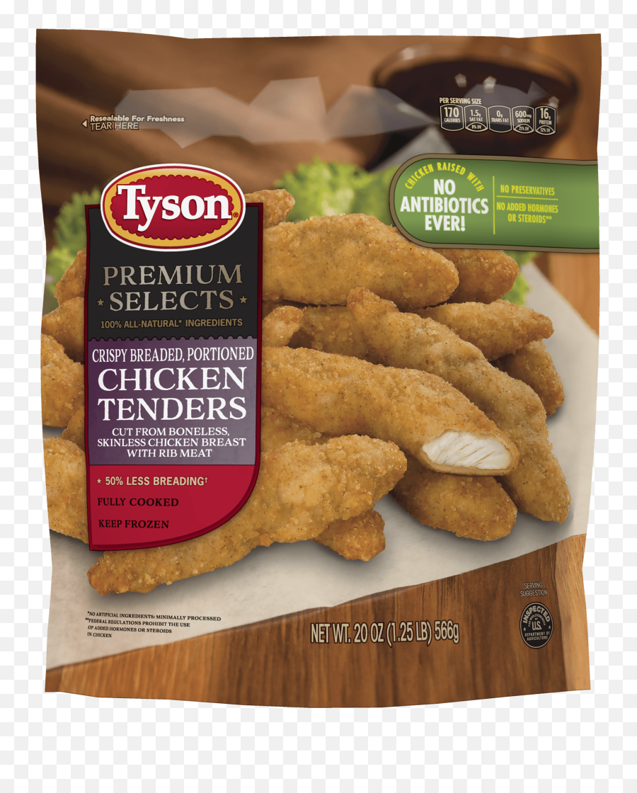 Tyson Premium Selects Crispy Breaded Portioned Chicken - Tyson Grilled Chicken Nuggets Png,Chicken Tenders Png