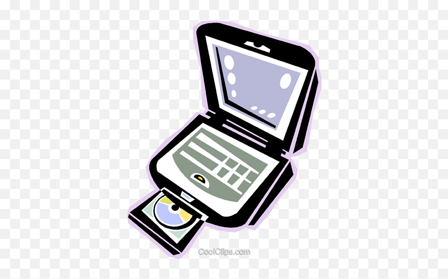 Laptop Computer With Cd Rom Drive Royalty Free Vector Clip - Laptop Cd Clipart Png,Cd Drive Icon