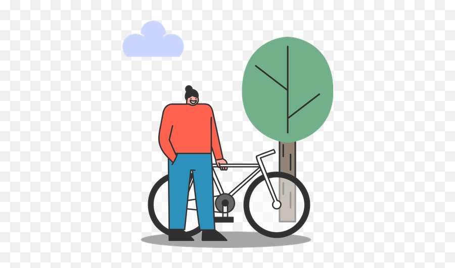 Cyclist Icon - Download In Line Style Hybrid Bicycle Png,Bicycling Icon