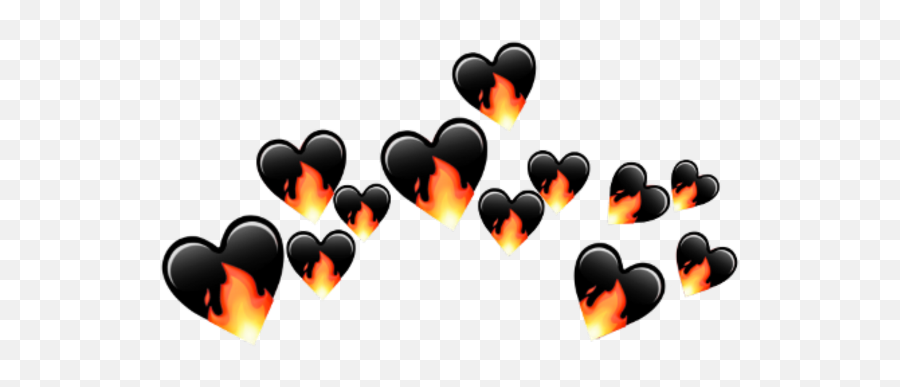 Heartcrown Fire Lit Bad Black Emoji Cute Freetoedit - Illustration Png,Fire Emoji Png