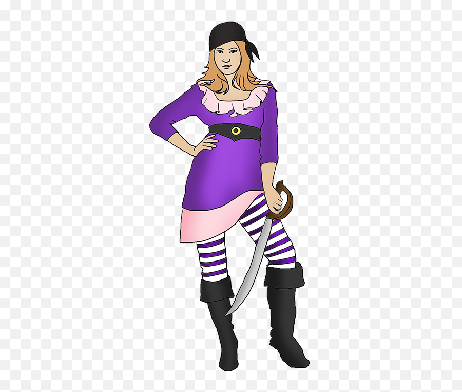 Download Pirate Girl Clip Art Purple With Sable - Pirata Mulher Desenho Png,Sable Png