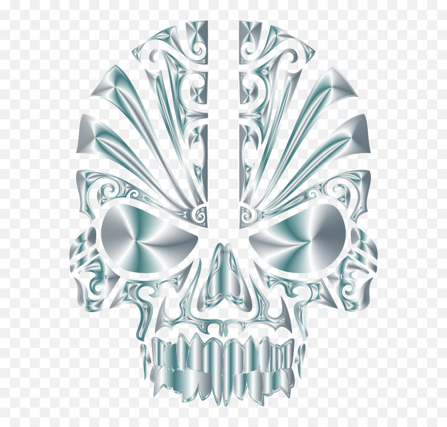 Png Tribal Skull Silhouette 2 Silver - Art,Skull Silhouette Png