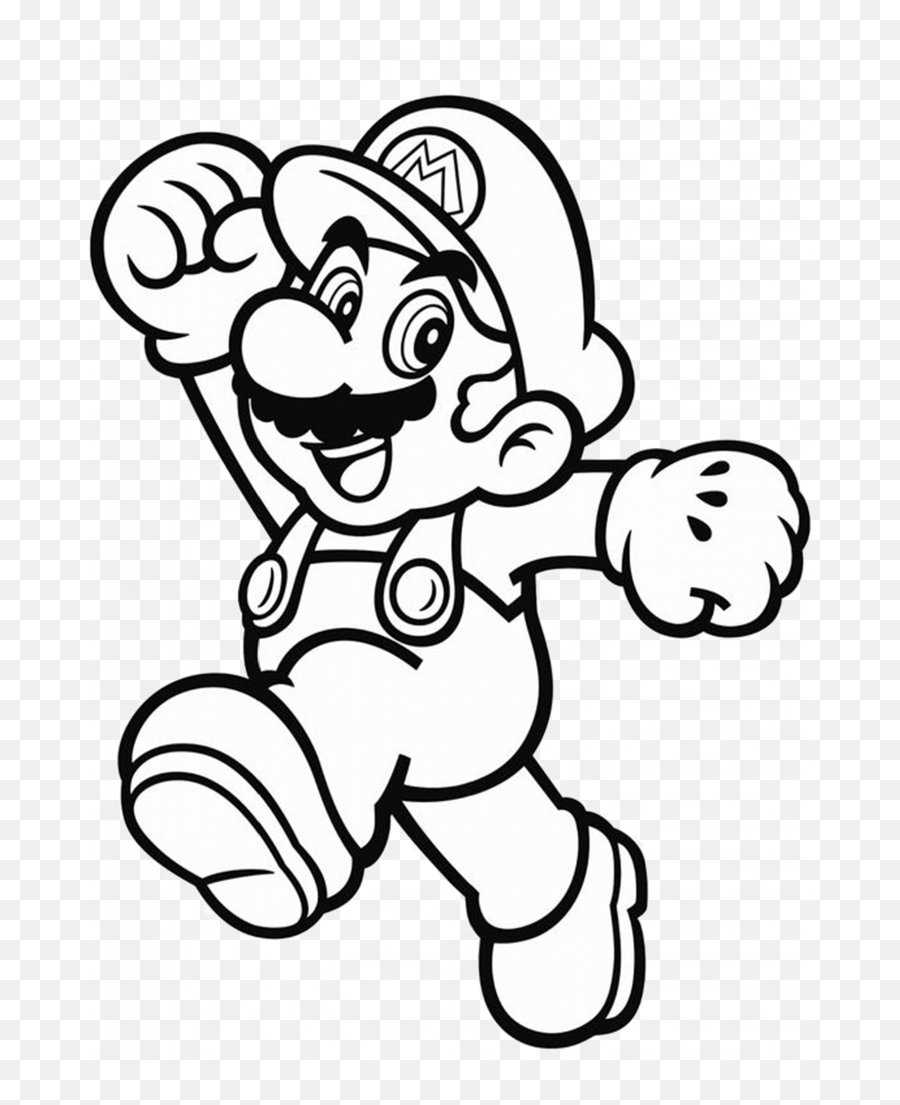 Mario Coloring Page Hiting The Bricks To Earn Coins - Printable Mario Coloring Page Png,Mario Mushroom Png