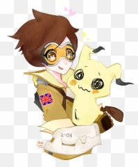 Trace From Overwatch Holding A Mimikyu - Request Pokécharms Cartoon Png,Mimikyu Png