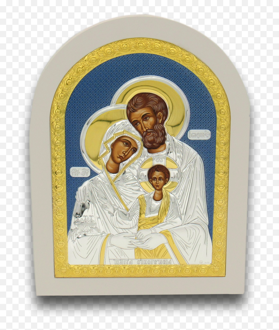 Icon Of Holy Family Stirling Silver White Frame - 8 X 10 Christian Cross Png,Silver Icon