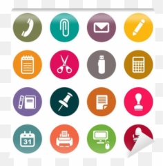 Wall Mural Office Supplies Icons Set - Pixersus Articulos De Oficina Iconos Png,Flat Color Icon Set