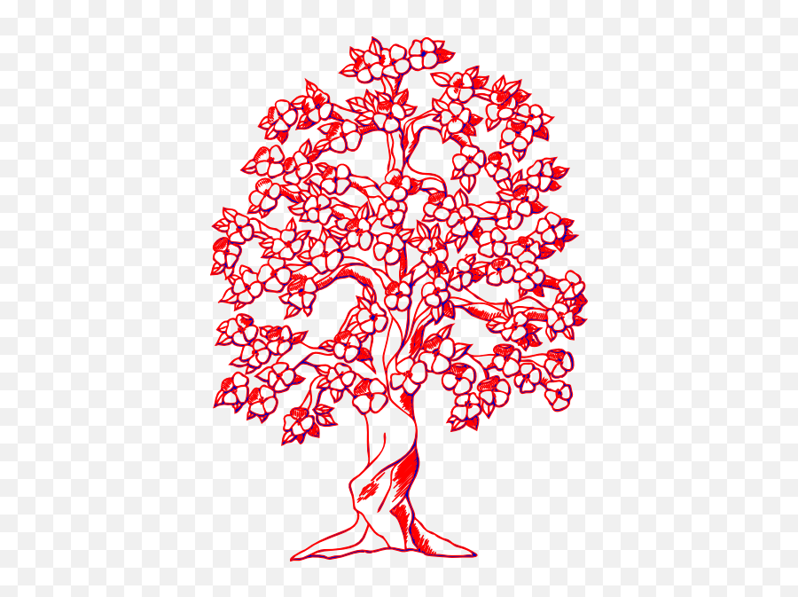 Red Tree Clip Art - Vector Clip Art Online Tree With Flowers Drawing Png,Red Tree Png