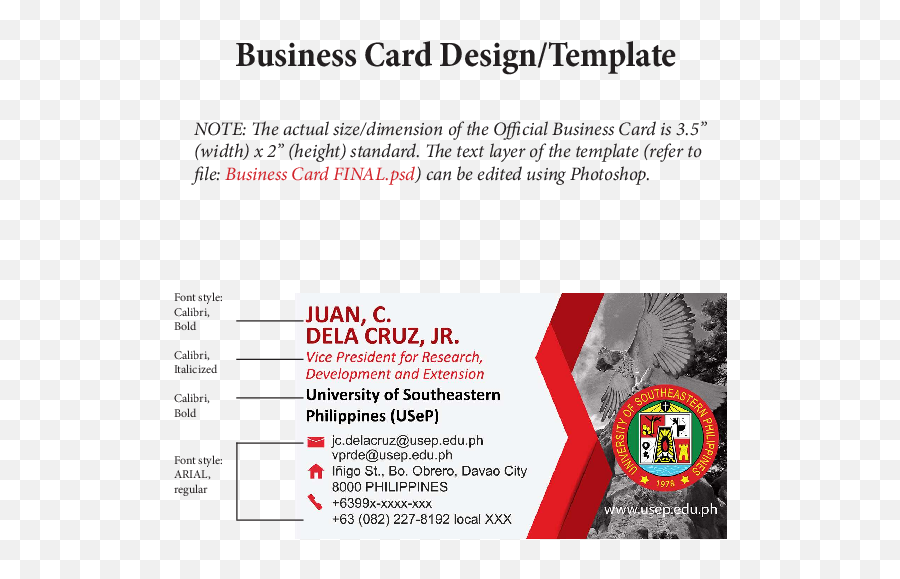 Pdf Business Card Template Note Marjorie Namang - Document Png,Standard Logo Size In Photoshop