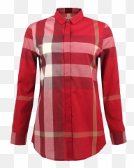 Download Burberry Plaid Shirt Front T - Shirt Ms Tartan Png,Red T Shirt Png