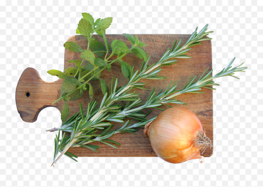 Cutting Board Spices Rosemary Onion - Onion Cutting Board Png,Onion Transparent Background