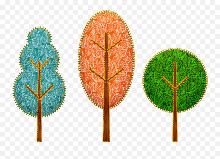 Autumn Leaves Trees With Stitching - Tree Png,Stitching Png