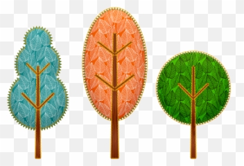 Autumn Leaves Trees With Stitching - png