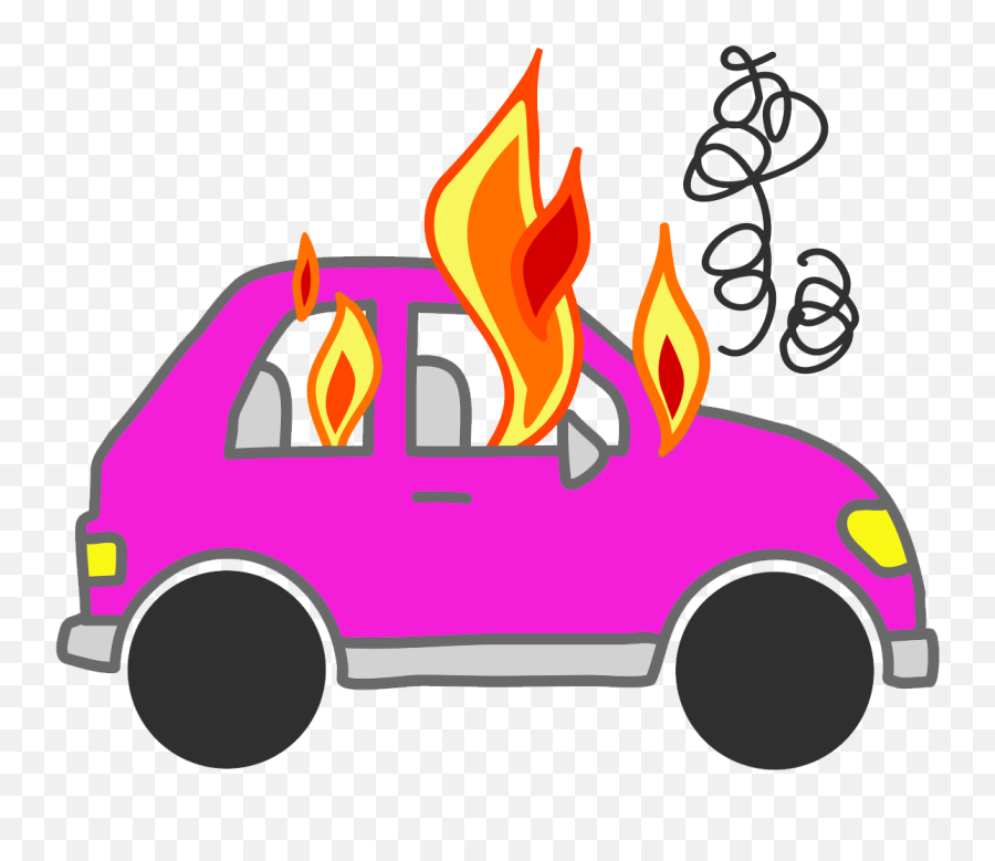 Download Cars - Car On Fire Cartoon Full Car On Fire Clipart Png,Fire Clipart Transparent