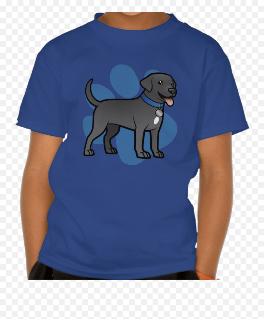 Download Cartoon Black Lab Blue Tshirt - Crew Neck Png,Black Lab Png