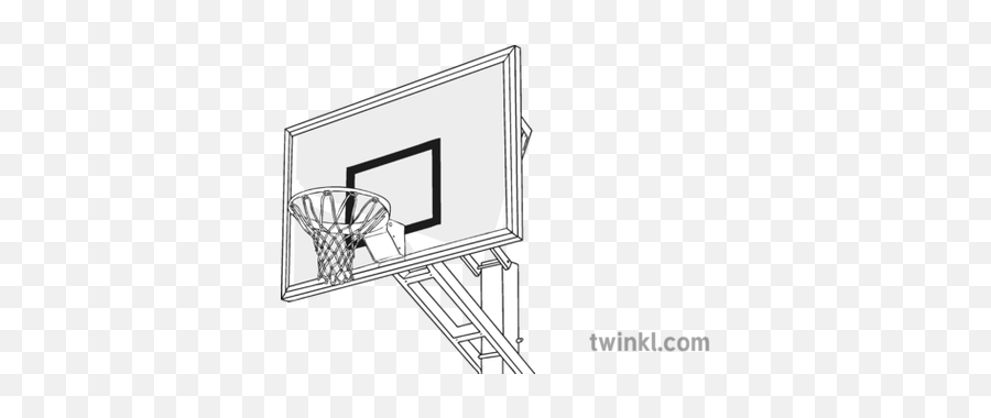 Basketball Hoop Black And White Illustration - Twinkl Basketball Rim Png,Basketball Hoop Png
