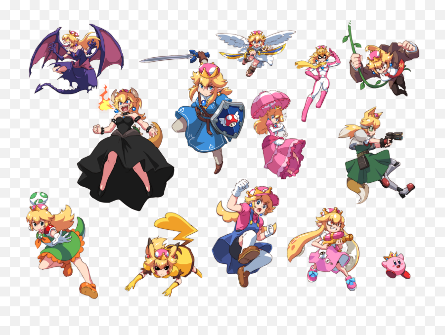 Link Pikachu Inkling Bowsette Princess Peach And 9 More - Peach Super Smash Bros Png,Princess Peach Png
